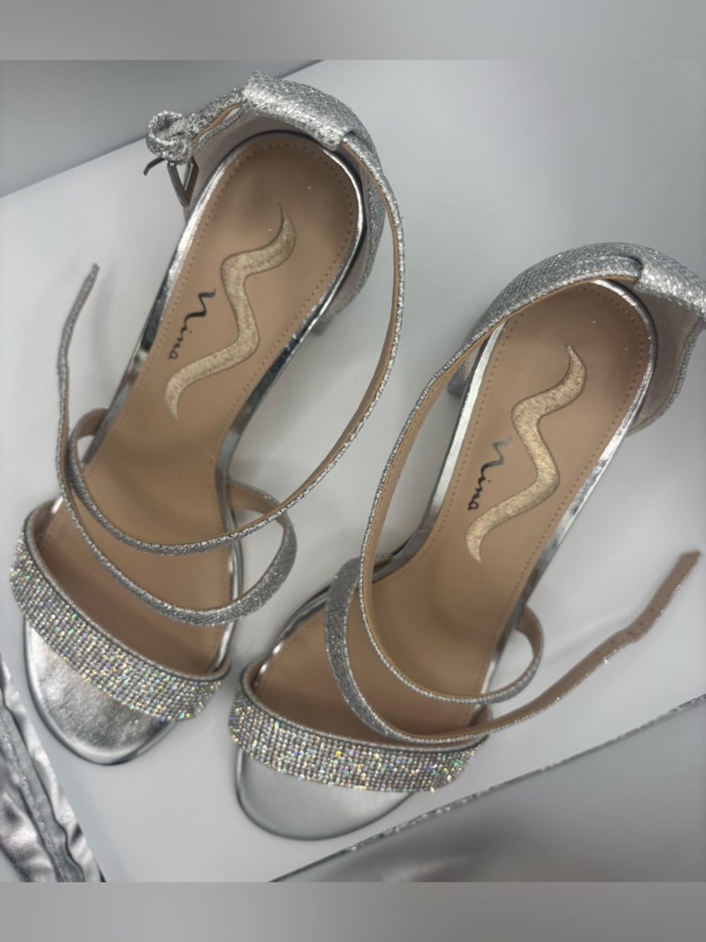 N by Nina Women's Neville Block Heel Dress
Sandal Size 8M Sliver - Picture 4 of 11